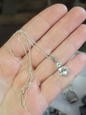 Silver-Tone Pendant 925  Necklace  Classic Sparkle